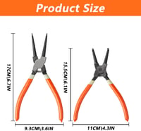 Aoyfuwell Seeger-gyűrű Fogó Készlet - 2 db 180 mm Egyenes és Hajlított Zárófogó Belső/Külső Biztosítógyűrűkhöz - Karbonacél Szerszám Gépésze 2
