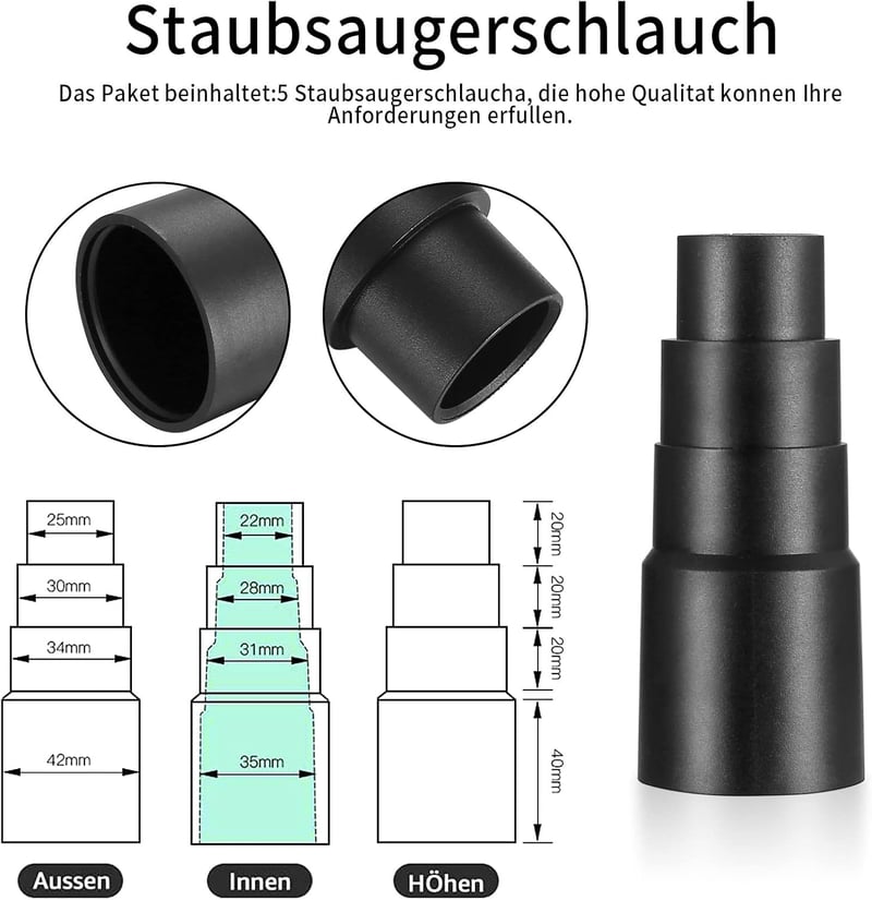 Aoyfuwell Univerzális Porszívó Adapter - 22-35 mm Állítható Átmérő, Nyomásszabályozó, Kompatibilis Bosch, Karcher, Makita, Philips Porszívók