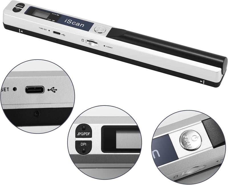 AOZBZ Hordozható Dokumentumszkenner 900 DPI USB A4 Szín Fotó Szkenner 16GB