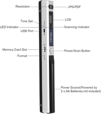 AOZBZ Hordozható Dokumentumszkenner 900 DPI USB A4 Szín Fotó Szkenner 16GB 4