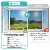 Apalus Mrežica za prozore protiv komaraca 120x240 cm, Crna, 2 kom - Pričvršćivanje na čičak traku, reziva, periva, jednostavna montaža, alat za rezanje i pomagala uključeni 2