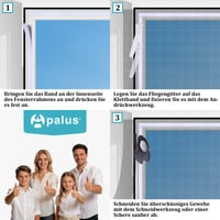 Apalus Mrežica za prozore protiv komaraca 120x240 cm, Crna, 2 kom - Pričvršćivanje na čičak traku, reziva, periva, jednostavna montaža, alat za rezanje i pomagala uključeni 6