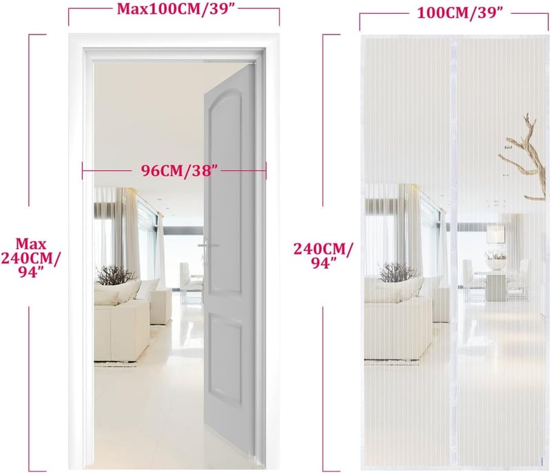 Apalus Mágneses Szúnyogháló Ajtóra 100x240cm Fehér Ragasztós