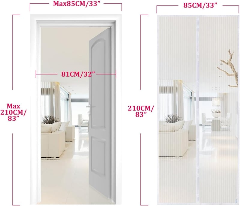 Apalus Mágneses Szúnyogháló Ajtóra 85x210cm Fehér Ragasztós Rögzítés
