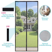 Magnetická sieťka proti hmyzu na balkónové dvere Apalus Prime 140x220 cm, čierna, odolná proti roztrhnutiu a poveternostným vplyvom, 3,8 cm samolepiaca horná páska, silné magnety 2