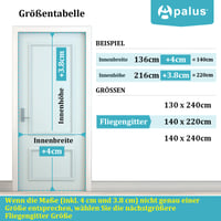 Magnetická sieťka proti hmyzu na balkónové dvere Apalus Prime 140x220 cm, čierna, odolná proti roztrhnutiu a poveternostným vplyvom, 3,8 cm samolepiaca horná páska, silné magnety 5