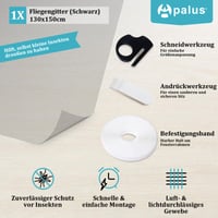 Apalus Mreža za komarce za prozor – Mreža protiv insekata bez bušenja, pričvršćivanje čičak trakom, mogućnost rezanja, protiv komaraca i insekata, 130 x 150 cm, crna 8