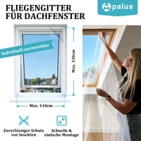 Sietka proti hmyzu na strešné okno Apalus – Skladacia sieťka proti hmyzu upevniteľná na okná, dá sa orezať na rozmer do 110 x 130 cm, biela 5