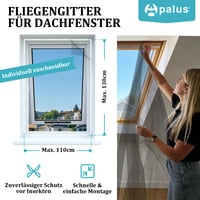 Sieťka proti hmyzu na strešné okná Apalus – strihateľná sieťka na vyklápacie okná so zipsom, bez vŕtania, čierna, max. 110x130 cm 5