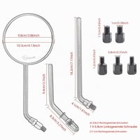 APEBAZY Retro spätné zrkadlá na motorku, 4 palce, okrúhle, chrómové, strieborné, s 8mm a 10mm skrutkami, kovová tyč, pre štvorkolky, skútre, dirt bike a cruisery 4