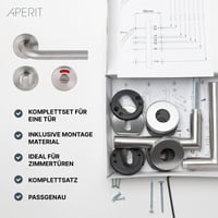 Aperit Rozsdamentes Acél Ajtókilincs Pár WC Zárral - Matt Ezüst L Modell Fürdőszobai Beltéri Ajtókhoz, Szerelési Kellékekkel 4