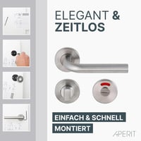 Aperit Rozsdamentes Acél Ajtókilincs Pár WC Zárral - Matt Ezüst L Modell Fürdőszobai Beltéri Ajtókhoz, Szerelési Kellékekkel 5