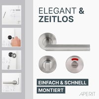 Aperit T-modell Ajtókilincs Szett WC Zárral - Matt Rozsdamentes Acél Beltéri Ajtófogantyú Készlet - EN1906 3. Osztály Minősítés 5