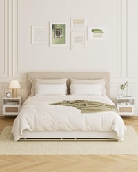 Apetaccat Rattan Éjjeliszekrény Fehér Boho Stílusú Fiókkal és Polccal 47x39x54cm - White 6