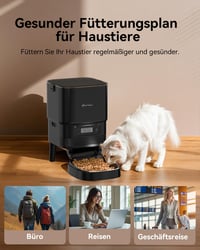 APETDOLA Automata Kisállat Etető - 4L Kapacitás, Időzíthető Adagoló Kutyáknak és Macskáknak, 6 Étkezés Programozható, Fekete FD30 5