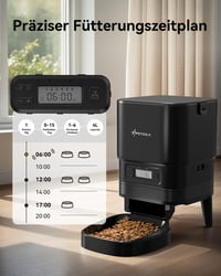 APETDOLA Automata Kisállat Etető - 4L Kapacitás, Időzíthető Adagoló Kutyáknak és Macskáknak, 6 Étkezés Programozható, Fekete FD30 2