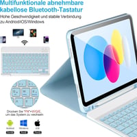 APHBZGE iPad 11/10 generációs billentyűzetes tok, leválasztható Bluetooth billentyűzettel, ceruza tartóval, kék 3