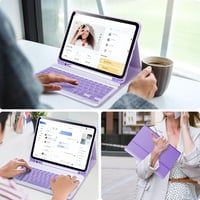 APHBZGE iPad 11/10 generációs billentyűzetes tok, leválasztható Bluetooth billentyűzettel, ceruza tartóval, lila 7