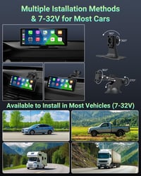aphqua 10.26" Hordozható Autós Kijelző Apple CarPlay Android Auto GPS Navigáció Bluetooth Érintőképernyő IPS Touchscreen USB AUX FM 8