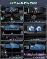 aphqua 10.26" Hordozható Autós Kijelző Apple CarPlay Android Auto GPS Navigáció Bluetooth Érintőképernyő IPS Touchscreen USB AUX FM 6