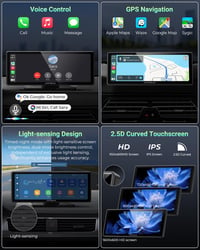 aphqua 10.26" Hordozható Autós Kijelző Apple CarPlay Android Auto GPS Navigáció Bluetooth Érintőképernyő IPS Touchscreen USB AUX FM 4