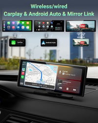 aphqua 10.26" Hordozható Autós Kijelző Apple CarPlay Android Auto GPS Navigáció Bluetooth Érintőképernyő IPS Touchscreen USB AUX FM 2