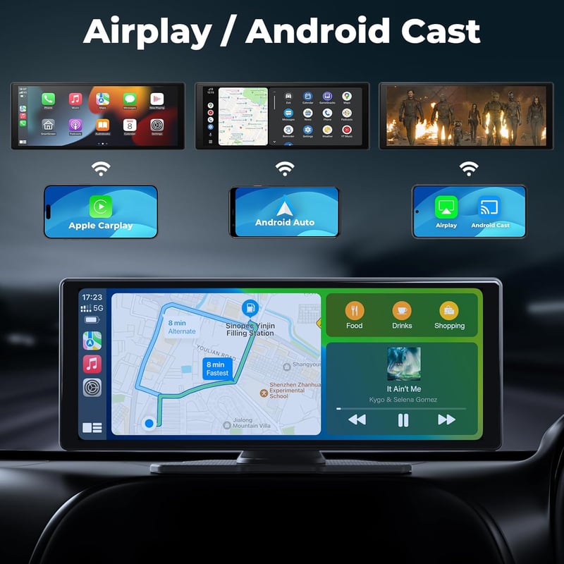Aphqua 10.26" Wireless CarPlay Android autórádió kamera, Bluetooth, navigáció