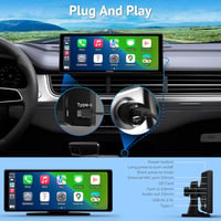 APHQUA Vezeték Nélküli CarPlay Kijelző 9.3 Hüvelyk Érintőképernyő Apple CarPlay Android Auto GPS Navigáció Siri FM Autós Multimédia 5