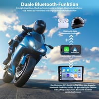 APHQUA Vezeték Nélküli CarPlay Kijelző Motorkerékpárhoz 7 Hüvelykes Vízálló Érintőképernyő Android Auto GPS Navigáció Bluetooth 3