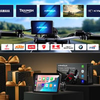 APHQUA Vezeték Nélküli CarPlay Kijelző Motorkerékpárhoz 7 Hüvelykes Vízálló Érintőképernyő Android Auto GPS Navigáció Bluetooth 7