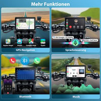 APHQUA Vezeték Nélküli CarPlay Kijelző Motorkerékpárhoz 7 Hüvelykes Vízálló Érintőképernyő Android Auto GPS Navigáció Bluetooth 5