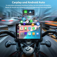 APHQUA Vezeték Nélküli CarPlay Kijelző Motorkerékpárhoz 7 Hüvelykes Vízálló Érintőképernyő Android Auto GPS Navigáció Bluetooth 2