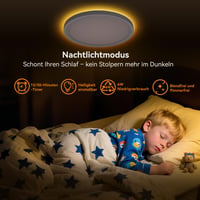 Stropné LED svietidlo Aphyni 40 cm, 33 W, 3000 K – 6500 K, stmievateľné, s diaľkovým ovládaním a aplikáciou, 5 W teplé nočné svetlo, ultra tenké 2,5 cm 3