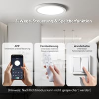Stropné LED svietidlo Aphyni 40 cm, 33 W, 3000 K – 6500 K, stmievateľné, s diaľkovým ovládaním a aplikáciou, 5 W teplé nočné svetlo, ultra tenké 2,5 cm 6