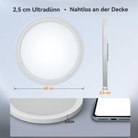 Stropné LED svietidlo Aphyni 40 cm, 33 W, 3000 K – 6500 K, stmievateľné, s diaľkovým ovládaním a aplikáciou, 5 W teplé nočné svetlo, ultra tenké 2,5 cm 7