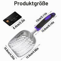 Lopățică metalică pentru litieră Apidgrowth cu mâner lung, sită pentru curățarea așternutului, potrivită pentru toate tipurile de litieră - Violet închis 3