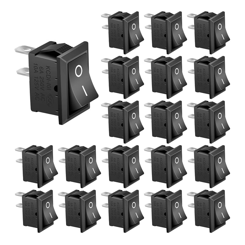 APIELE 20db Billenőkapcsoló SPST 2 Pólusú On/Off 250V 6A Fekete KCD1-1-101