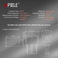 APIELE 20db Billenőkapcsoló SPST 2 Pólusú On/Off 250V 6A Fekete KCD1-1-101 5