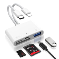 APKLVSR 4 v 1 čítačka SD kariet s konektormi USB-C, Lightning a USB-A, prenos dát SD/MicroSD/USB 3.0, 10W USB-C nabíjací port, OTG adaptér pre iPhone, iPad, MacBook, Samsung 1