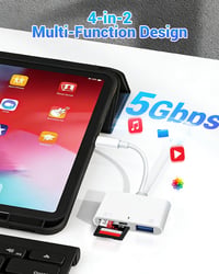 APKLVSR 4 v 1 čítačka SD kariet s konektormi USB-C, Lightning a USB-A, prenos dát SD/MicroSD/USB 3.0, 10W USB-C nabíjací port, OTG adaptér pre iPhone, iPad, MacBook, Samsung 2