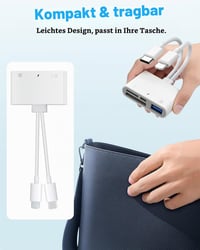 APKLVSR 4 v 1 čítačka SD kariet s konektormi USB-C, Lightning a USB-A, prenos dát SD/MicroSD/USB 3.0, 10W USB-C nabíjací port, OTG adaptér pre iPhone, iPad, MacBook, Samsung 7
