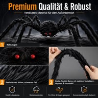 Decoratiune Halloween APKOL, Păianjen Uriaș XXL 200 cm, Negru, Decor înfricoșător de Halloween pentru exterior 4