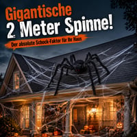 Decoratiune Halloween APKOL, Păianjen Uriaș XXL 200 cm, Negru, Decor înfricoșător de Halloween pentru exterior 2