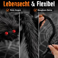 Decoratiune Halloween APKOL, Păianjen Uriaș XXL 200 cm, Negru, Decor înfricoșător de Halloween pentru exterior 5