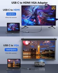 Aplimln USB-C 4-in-1 Multiport Adapter - 4K HDMI/VGA/USB 3.0/100W PD Töltés - MacBook, Chromebook, HDTV Kompatibilis Átalakító 6