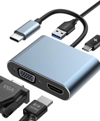 Aplimln USB-C 4-in-1 Multiport Adapter - 4K HDMI/VGA/USB 3.0/100W PD Töltés - MacBook, Chromebook, HDTV Kompatibilis Átalakító 1