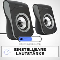 APM 571073 káblové USB 2.0 reproduktory k PC, 6W RMS, ovládanie hlasitosti, kompaktný dizajn, sivé 5