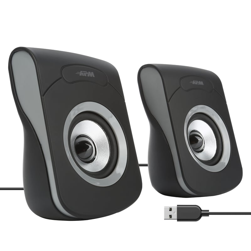 APM 571073 káblové USB 2.0 reproduktory k PC, 6W RMS, ovládanie hlasitosti, kompaktný dizajn, sivé