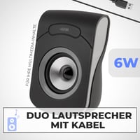 APM 571073 káblové USB 2.0 reproduktory k PC, 6W RMS, ovládanie hlasitosti, kompaktný dizajn, sivé 2