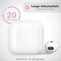 APM Bluetooth slúchadlá s nabíjacím puzdrom, stereo zvuk, silikónový kryt, ružové, biele nabíjacie puzdro, kompatibilné s PC, smartfónom a tabletom, 600332 3